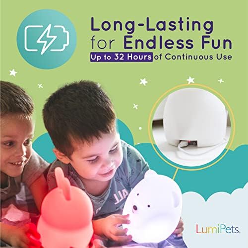 Lumipets Hayvan Çocuk Gece Lambası, Bebek ve Yürümeye Başlayan Çocuk için Silikon Kreş ışığı, Çocuk Odası için Yumuşacık