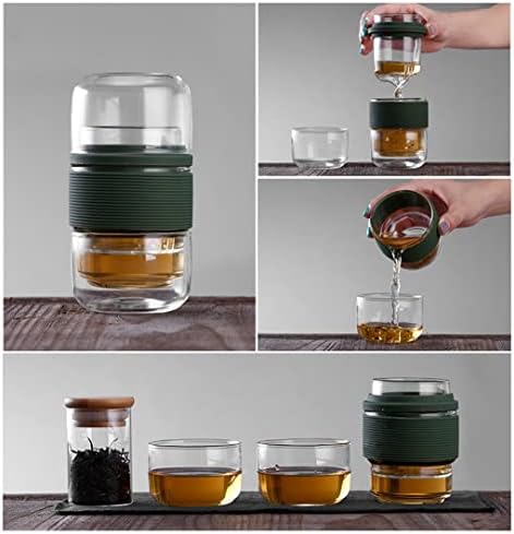 XWOZYDR Seyahat çay seti Kung Fu demlik Taşınabilir Kılıf İle Cam çay Fincanı Demlik İle Seyahat İçin Ev Fincan Seti