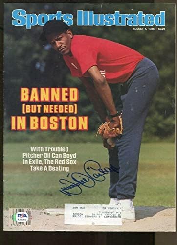 Dennis Oil Can Boyd İmzalı 1986 Sports Illustrated 8/4 İmzalı Red Sox PSA / DNA İmzalı MLB Dergileri