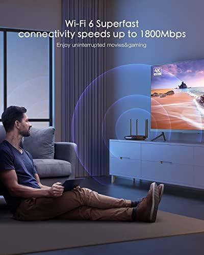 WiFi 6 Yönlendirici, Ev için GNCC AX1800 WiFi Yönlendiriciler, Çift Bantlı Gigabit Kablosuz Yönlendirici (1800 Gbps'ye