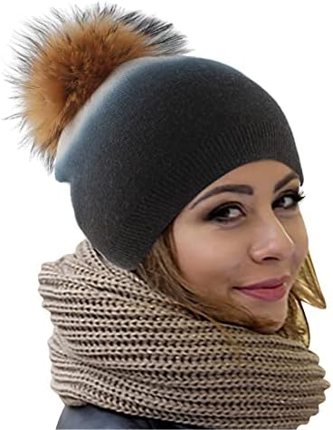 Kar Kafa Dişli Erkekler kadınlar için Kış Sonbahar Şapka Sahte Peluş Bobble Degrade Örme Şapka Serin Kar Şapkaları