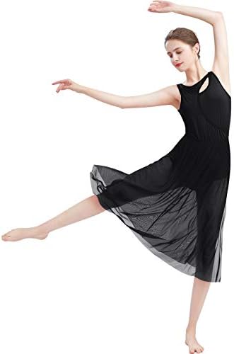 ODASDO Lirik Dans Kostümleri Kadınlar ıçin Çağdaş Giyim Kolsuz Cut Out Ön Mesh Tül Maxi Elbise XS-XL