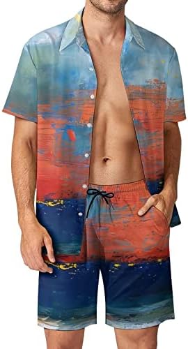 2023 Yeni Erkek Yaz Moda Eğlence Hawaii Sahil Tatil Plaj Dijital 3D Baskı Kısa Kollu Gerçek Takım Elbise