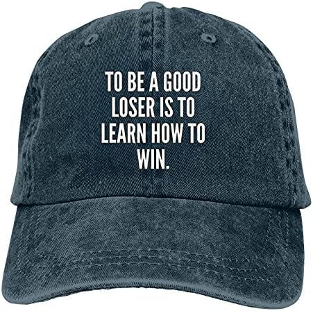 iyi Bir Kaybeden Olmak, Sloganı Kazanmayı Öğrenmektir Kovboy Şapkaları Unisex Ayarlanabilir Beyzbol Şapkaları Siyah