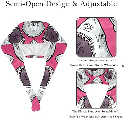 Düğmeli 2 Adet Ayarlanabilir Çalışma Başlığı, köpekbalıkları desenli Cerrahi Başlık Ter Bandı, Kravat Şapkaları