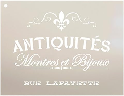 Eski Eserler Montres Et Bijoux Rue Lafeyette Stencil by StudioR12 / Fransızca Kelimeler-Saatler Takı Yeniden Kullanılabilir