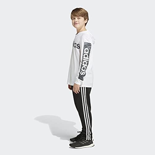 adidas Erkek Çocuk Uzun Kollu Pamuklu Linear Logolu Kapüşonlu Tişört