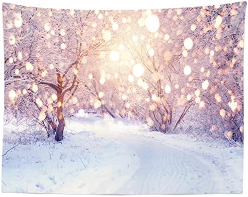 Loccor 10x8ft kış harikalar diyarı zemin ışıkla parlayan karlı yol ağaçları fotoğraf arka plan Noel düğün doğum günü