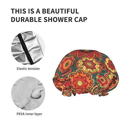 Kadınlar Kullanımlık Streç Hem Saç Şapka Retro Renkli Paisley Süs Çift Katmanlar Su Geçirmez Duş Başlığı banyo bonesi