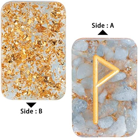 mookaitedecor 25 Set Peridot Kristal Rune Taşları, Kazınmış Altın Yaşlı Futhark Alfabe Sembolü Cadılar Runes Kehanet