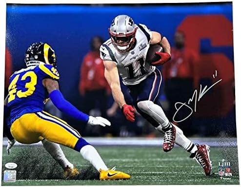 Julian Edelman New England Patriots İmzalı Super Bowl LIII vs Rams 16x20 JSA-İmzalı NFL Fotoğrafları