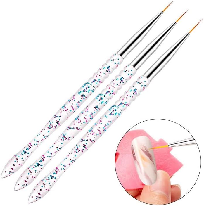 MHYFC 3 adet Nail Art Liner Fırçası akrilik tutamak Hatları Şerit Çiçek Boyama cetvel kalemi 7/9 / 11mm Manikür Kitleri