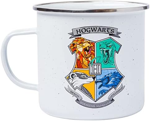 Gümüş Buffalo Harry Potter Hogwarts Crest Standı Birlikte Emaye Camper Kahve Kupa, 21 Ons