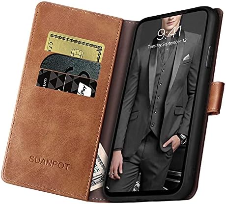 SUANPOT için Oneplus 7 Pro (Olmayan Oneplus 8) RFID Engelleme ile deri cüzdan kılıf Kredi kart tutucu, Flip Folio