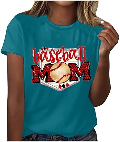 Beyzbol Anne Gömlek Kadınlar için 2023 Yaz Üstleri Düzenli Fit Ekip Boyun T-Shirt Bayanlar Komik Mektup Grafik Tees