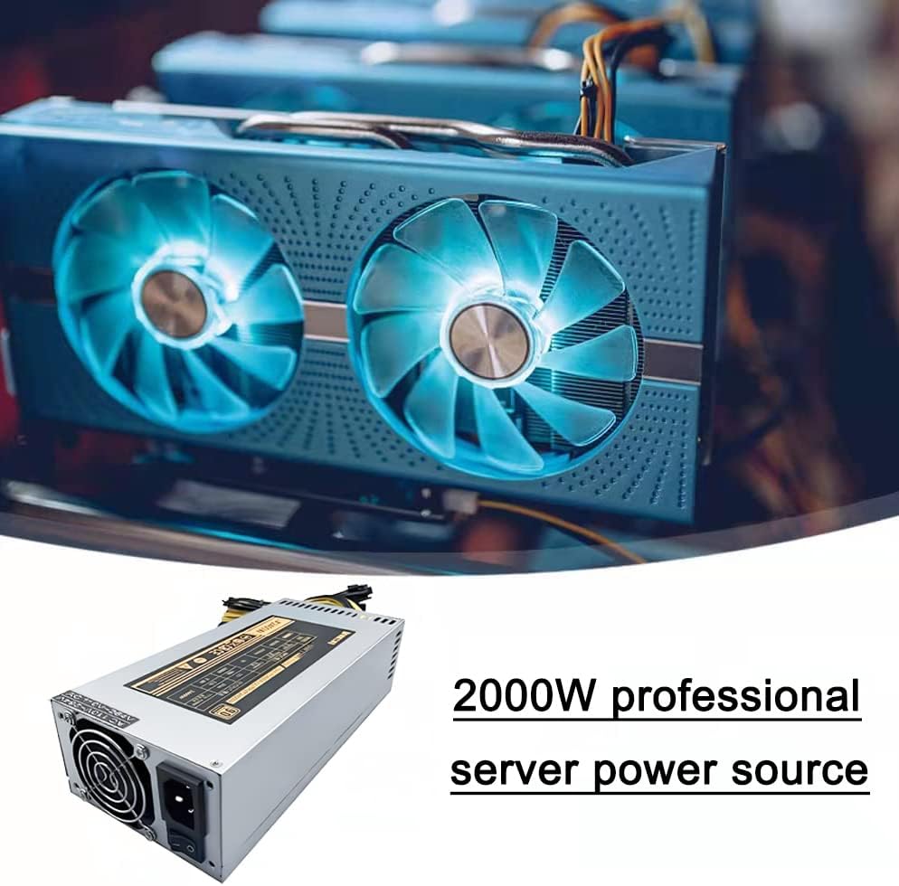 2000 W Madencilik Güç Kaynağı, 110 V-264 V BTC 2U Tek Kanal Modüler Madencilik Güç, PC Güç PSU için 8 GPU ETH/BTC