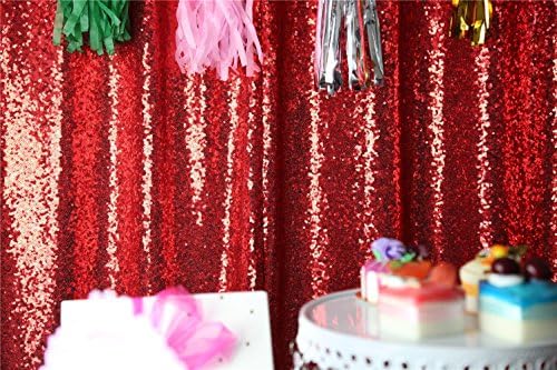 Trlyc 20Ft W 10FT H Sparkly Kırmızı Pullu Zemin Perde Düğün Cadılar Bayramı Şükran Günü Noel