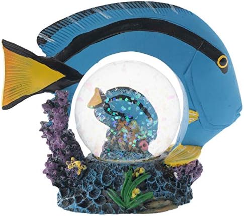 Kraliyet Mavi Tang Balık Heykelcik 45MM Glitter Kar Küresi Dekorasyon