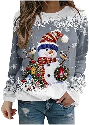 Bayan 2022 Sonbahar moda üst giyim O-boyun Merry Christmas Gömlek Yumuşak Rahat İş Casual Tops Kadınlar için Ofis