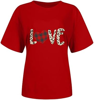 Camiseta de manga corta con cuello redondo de San Valentín para mujer 548