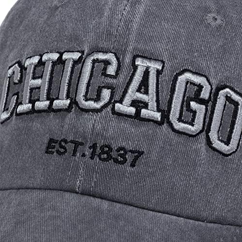 Chicago Şapka Erkekler Kadınlar için 3D Nakış Vintage Şehir baba şapkası beyzbol şapkası