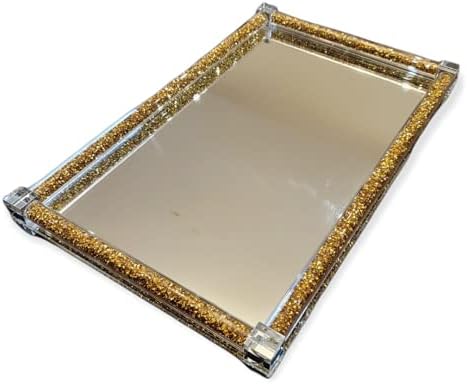 1 Sizin İçin Yapılmış Gatsby Ayna Tepsisi Ezilmiş Elmas Kristalleri ile Astar Bling Ev / Ofis Dekor / Dekoratif Tepsi