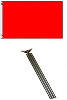 AES Reklam Katı Kırmızı 3'x5' Polyester Bayrak 6' Alüminyum Bayrak Direği Kiti Kartal Topper