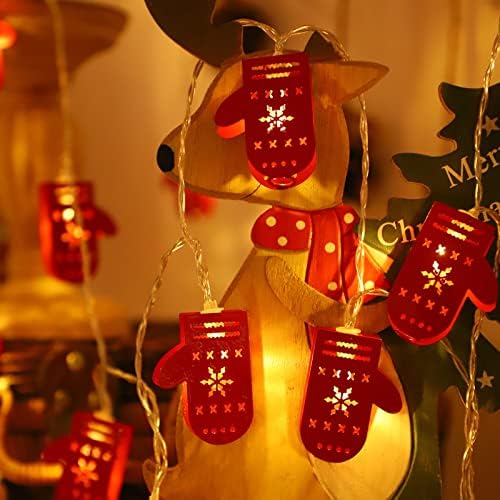 HHmeı 4. 10 LED noel ağacı dekorasyon dize ışıkları Santa eldiven, pil kumandalı noel dekoratif ışıklar, noel süs