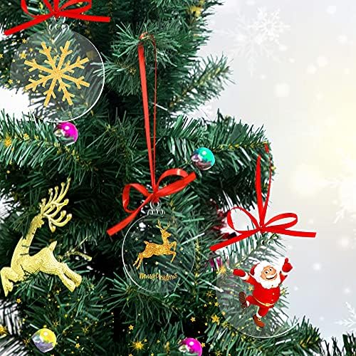30 Adet Akrilik Süsler 3.5 inç Şeffaf Yuvarlak Akrilik Süs DIY Boş Akrilik Çorap Adı Etiketi Noel Ağacı Partisi asılı