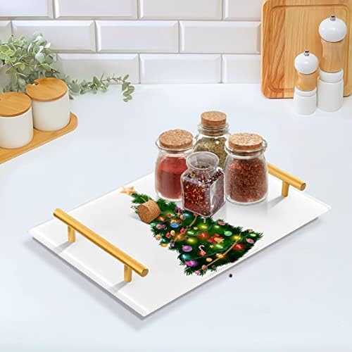 Dallonan Akrilik Banyo Tepsisi, Dikdörtgen Renkli Noel Ağacı Noel Dekoratif Tepsiler Mutfak Gıda Oturma Odası Dresser